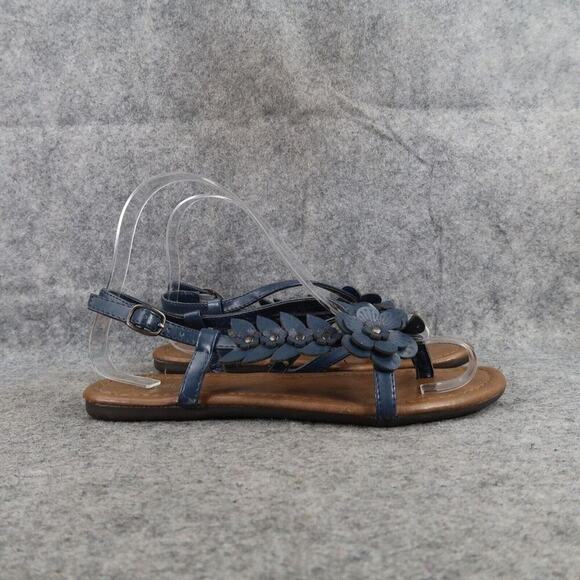 Madeline Stuart Shoes Womens 6 Sandals Fashion Flat Slingback Flower Stud Buckle - Picture 2 of 14